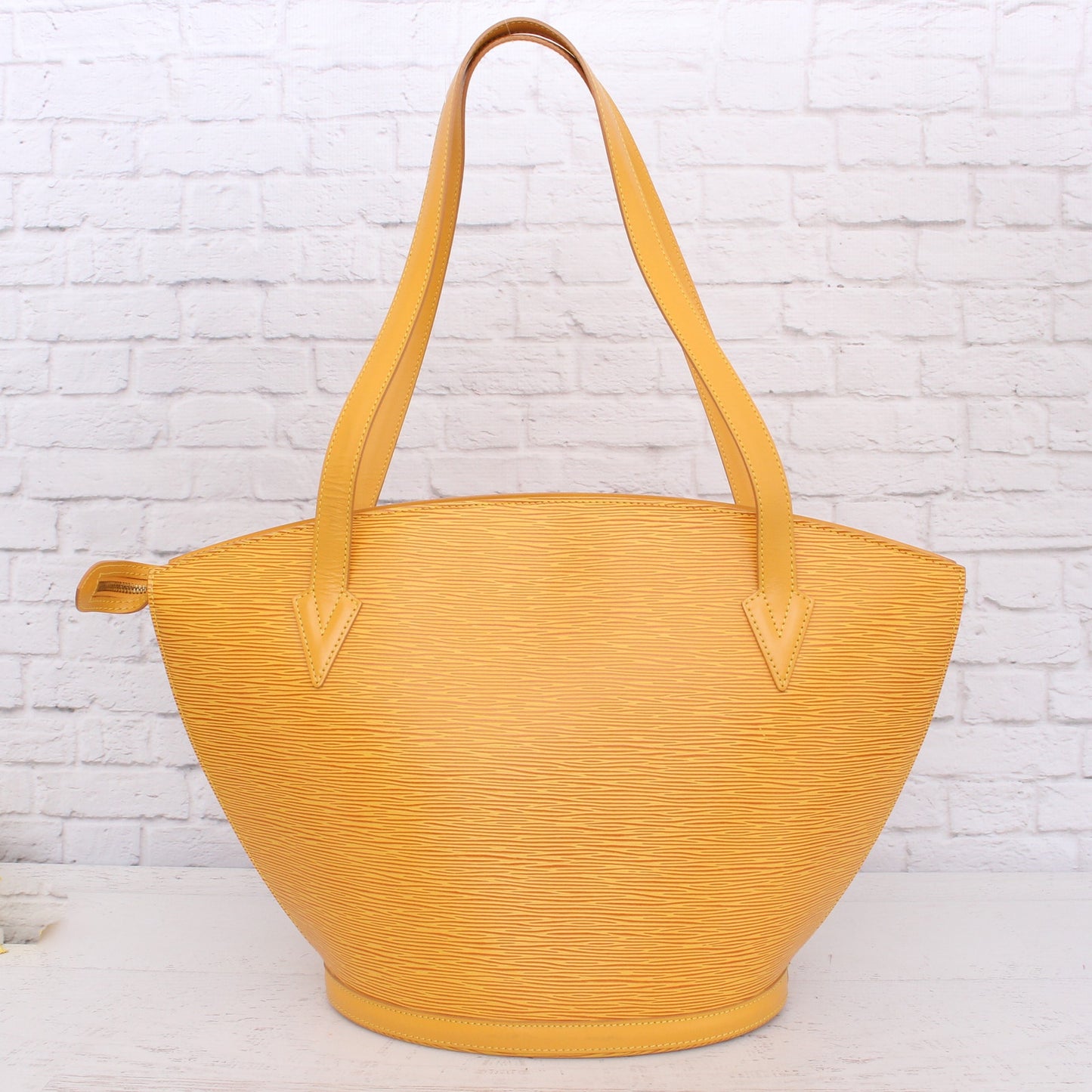 Louis Vuitton Saint Jacques GM Yellow Epi Tote Shoulder Purse Handbag A3866