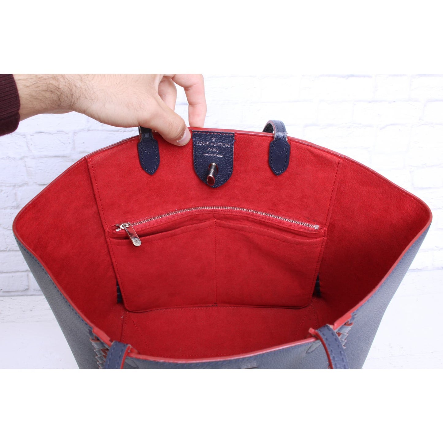 Louis Vuitton Marine Rouge Taurillon Lockme Cabas Tote Navy Leather LV