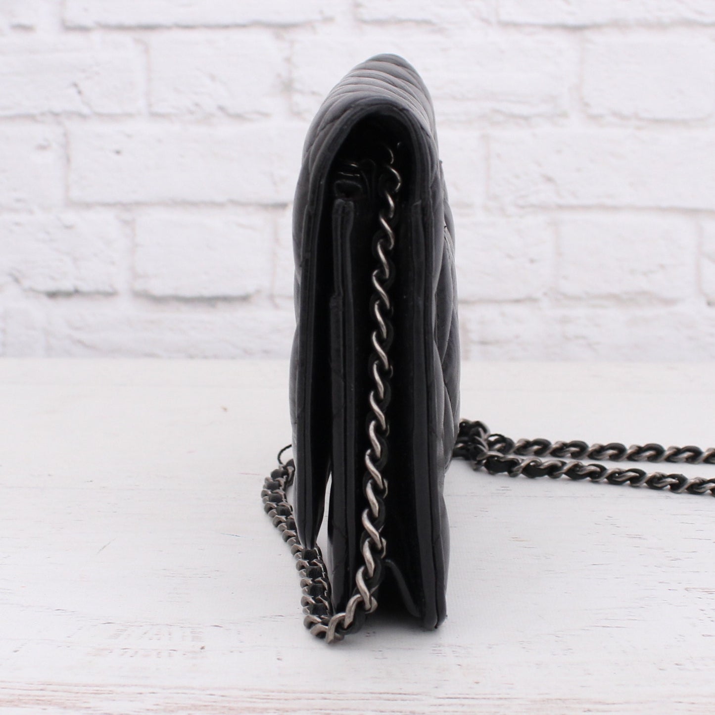 Chanel Wallet on Chain Black Lambskin Leather Purse A3960