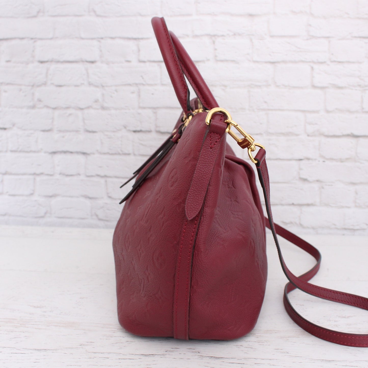 Louis Vuitton Mazarine MM Crossbody Purple Empreinte Satchel Handbag Purse A3689