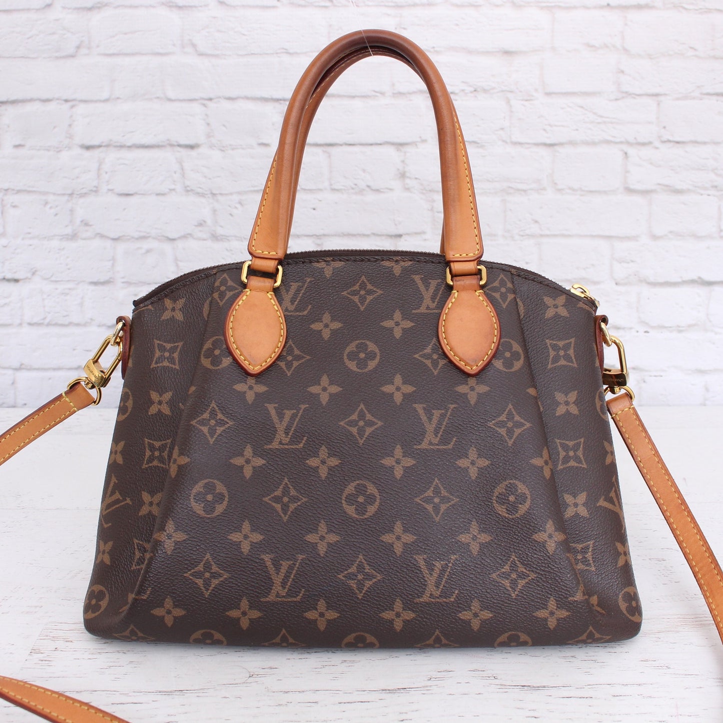 Louis Vuitton Rivoli PM Crossbody Monogram Canvas Satchel Brown Handbag A3573