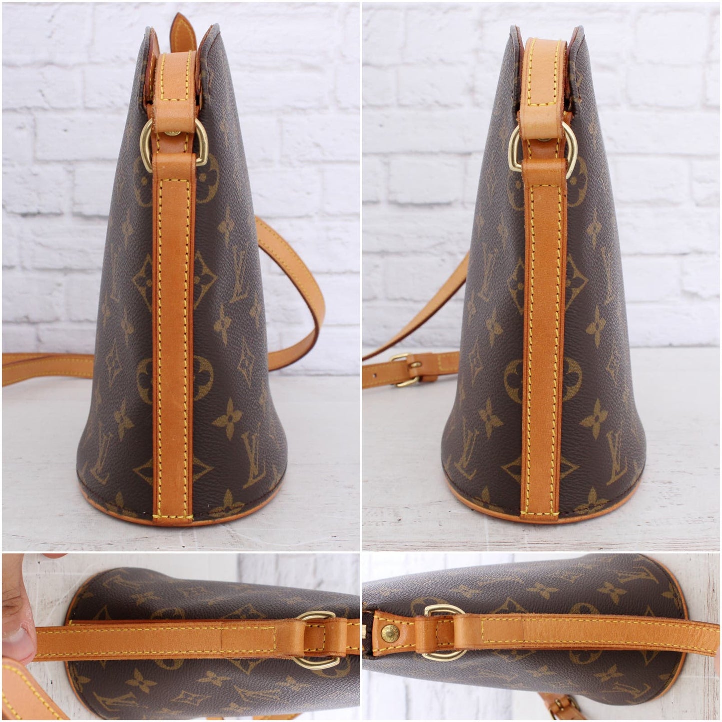 Louis Vuitton Drouot Monogram Crossbody & Shoulder Bag Brown Leather