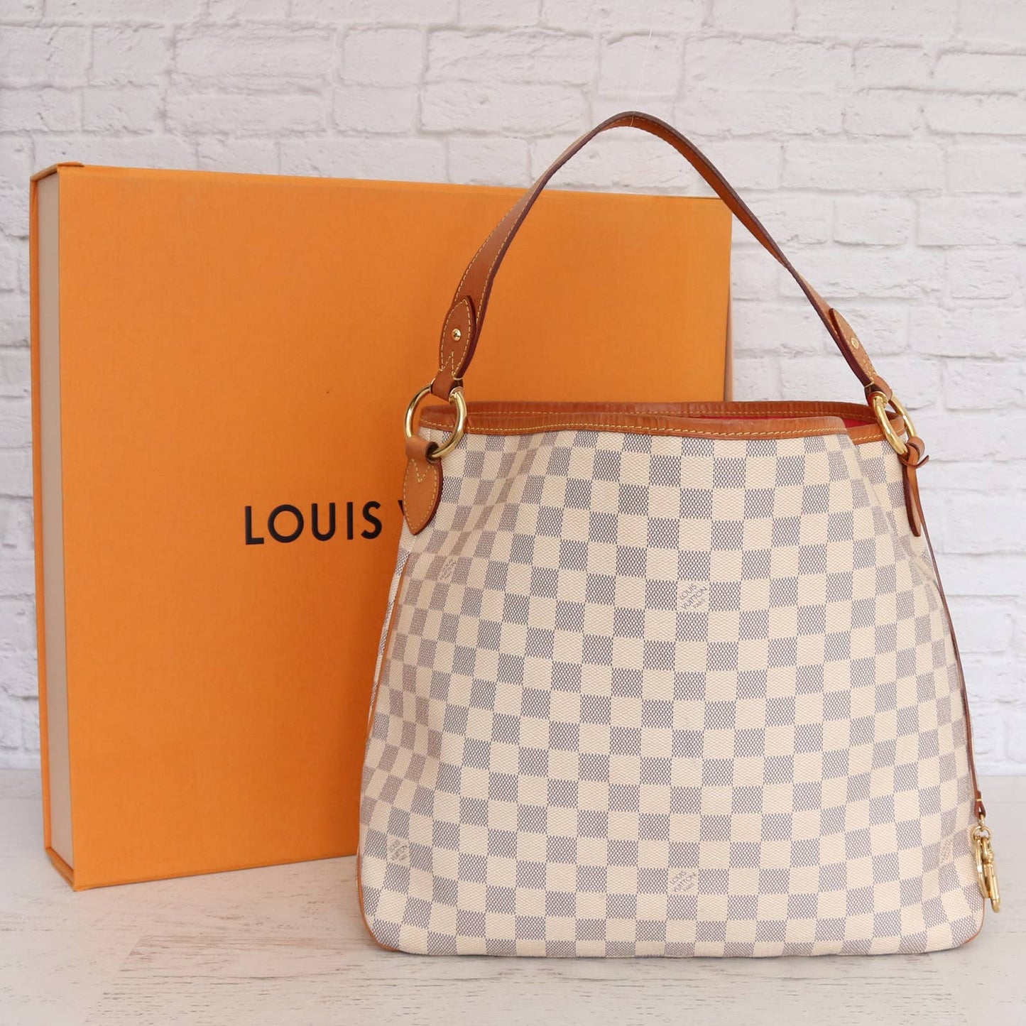 Louis Vuitton Delightful MM Damier Azur Tote with Box