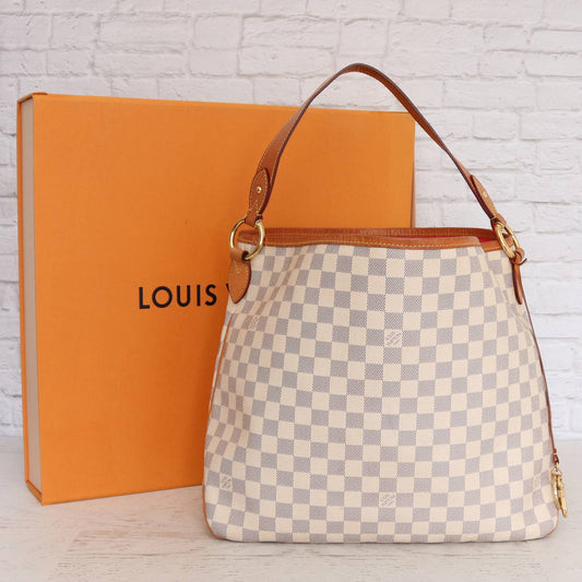 Louis Vuitton Neverfull PM Damier Azur Leather Tote Shoulder Bag White –  brandedmoda