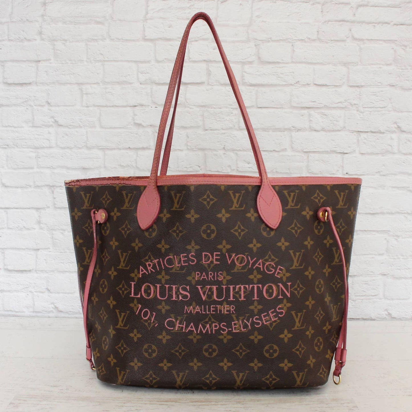 Louis Vuitton Neverfull MM Articles de Voyage Ikat Monogram Rose Tote