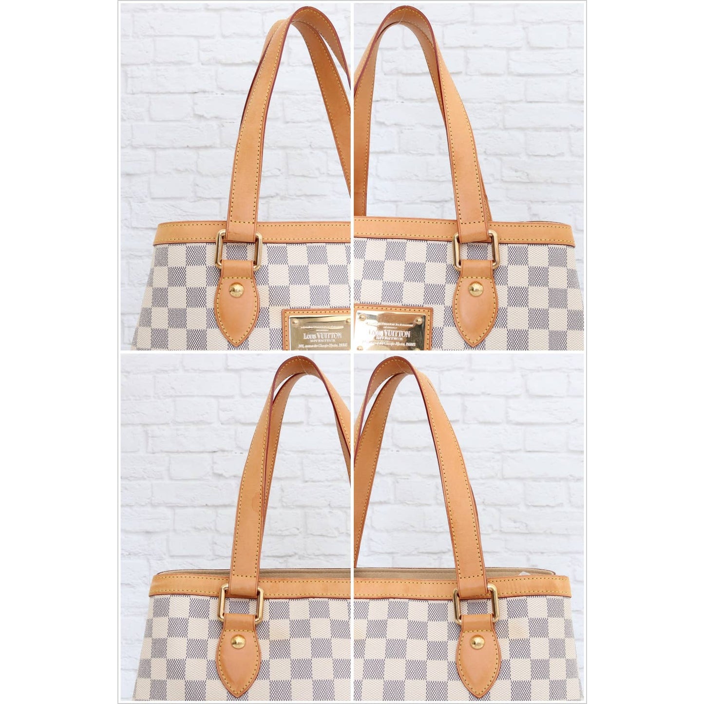 Louis Vuitton Hampstead PM Damier Azur Tote Shoulder Bag Women White