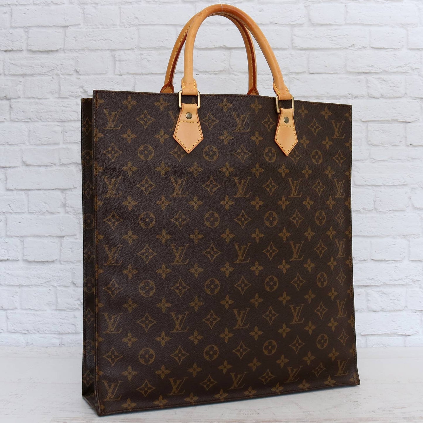 Louis Vuitton Sac Plat Monogram Satchel Shopper Tote