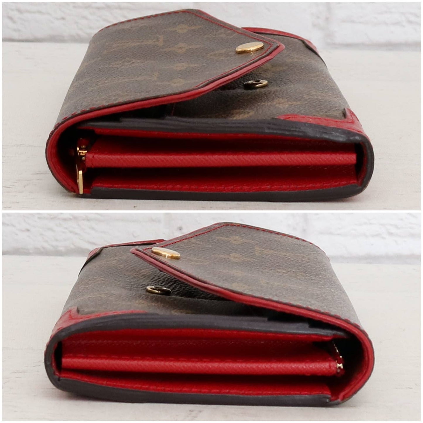 Louis Vuitton Sarah Retiro Wallet Monogram Red Trim with Dust Bag & Box