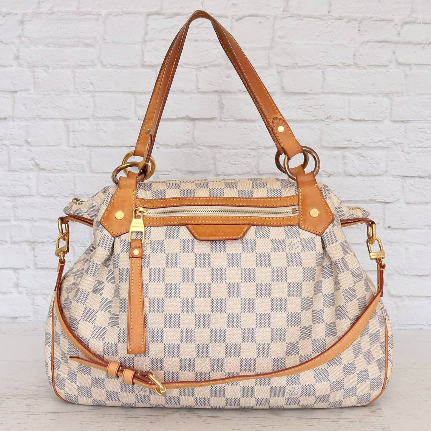 Louis Vuitton Evora MM Damier Azur Tote Shoulder Bag