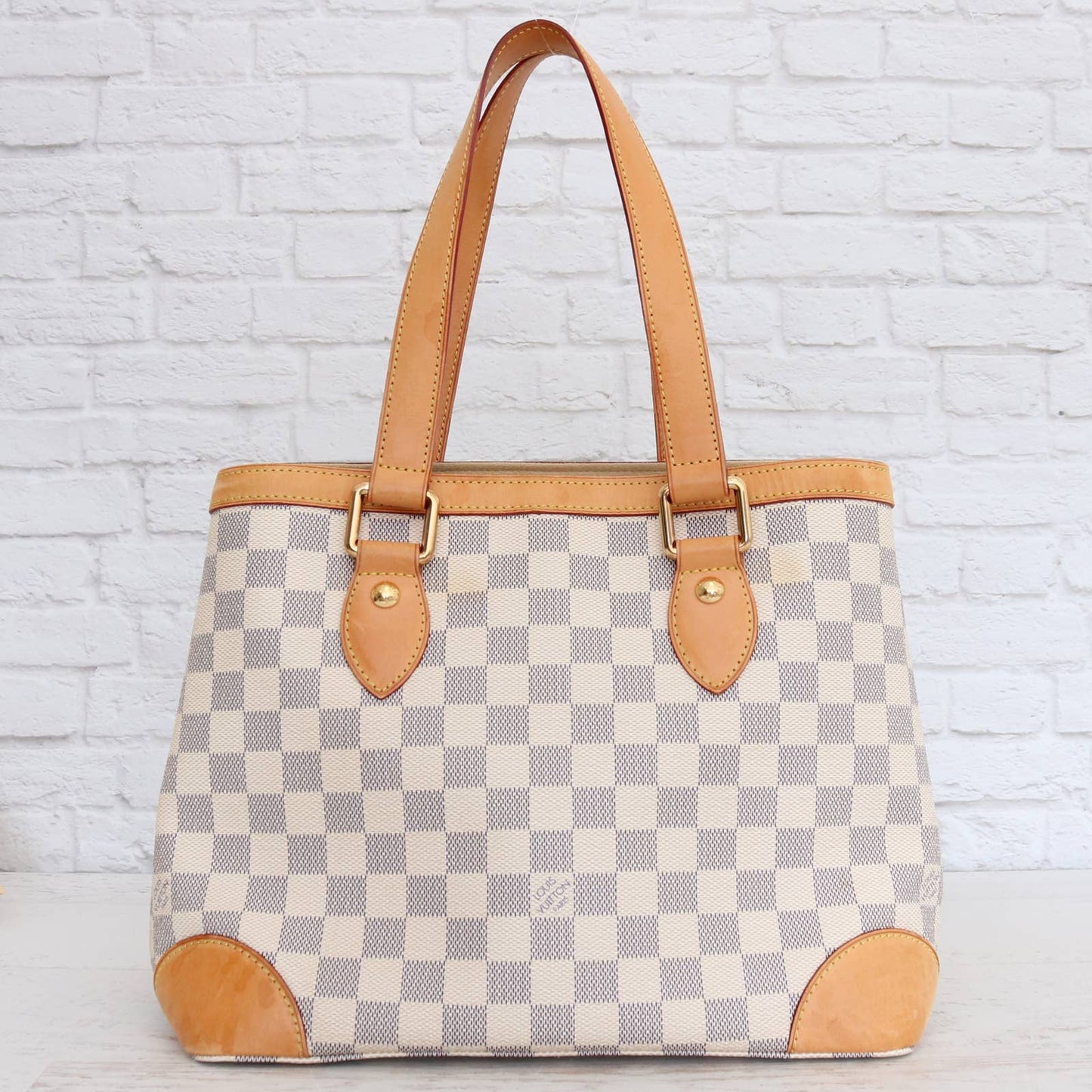 Louis Vuitton Hampstead PM Damier Azur Tote Shoulder Bag Women White