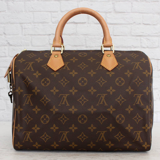 Louis Vuitton Speedy 30 Monogram Satchel Handbag Medium Purse Lock Key