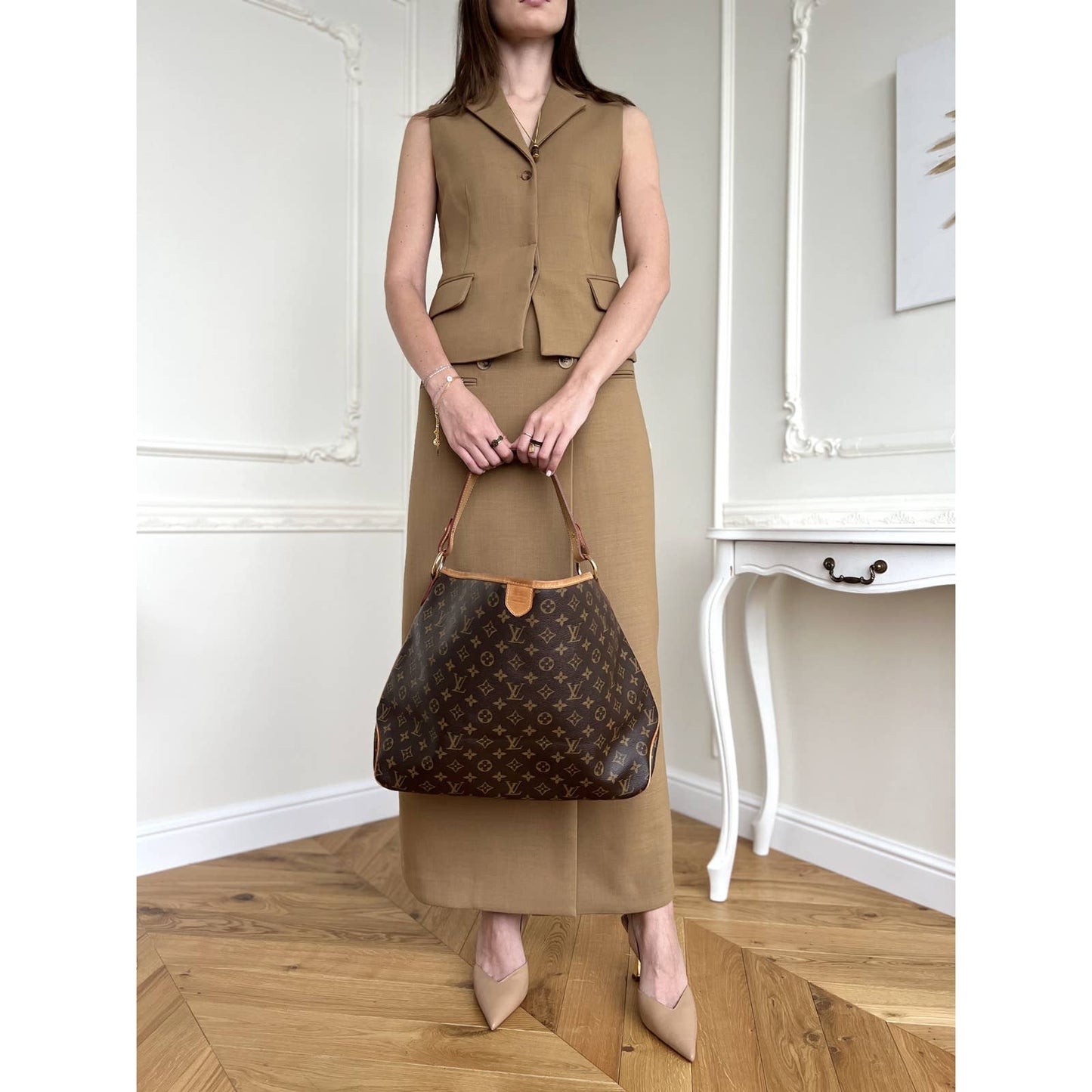 Louis Vuitton Delightful MM Monogram Tote Shoulder Bag Purse Handbag