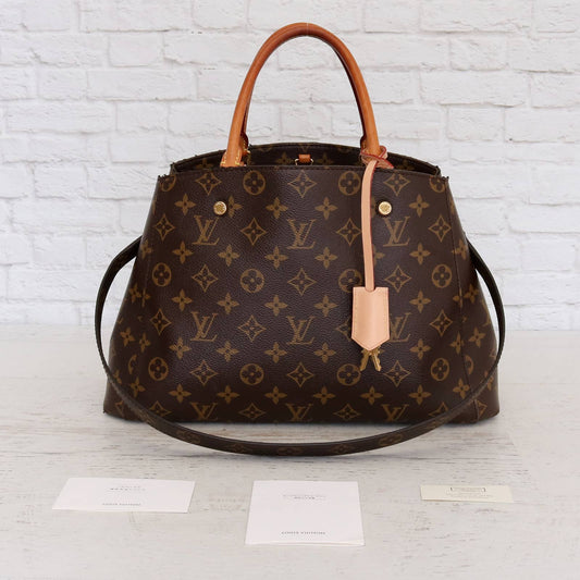 Louis Vuitton Montaigne MM Monogram Shoulder Bag Satchel Leather Purse