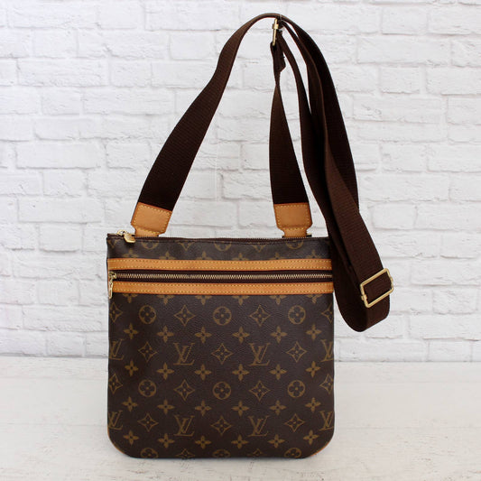 Louis Vuitton Pochette Bosphore Monogram Crossbody Purse Zip Shoulder