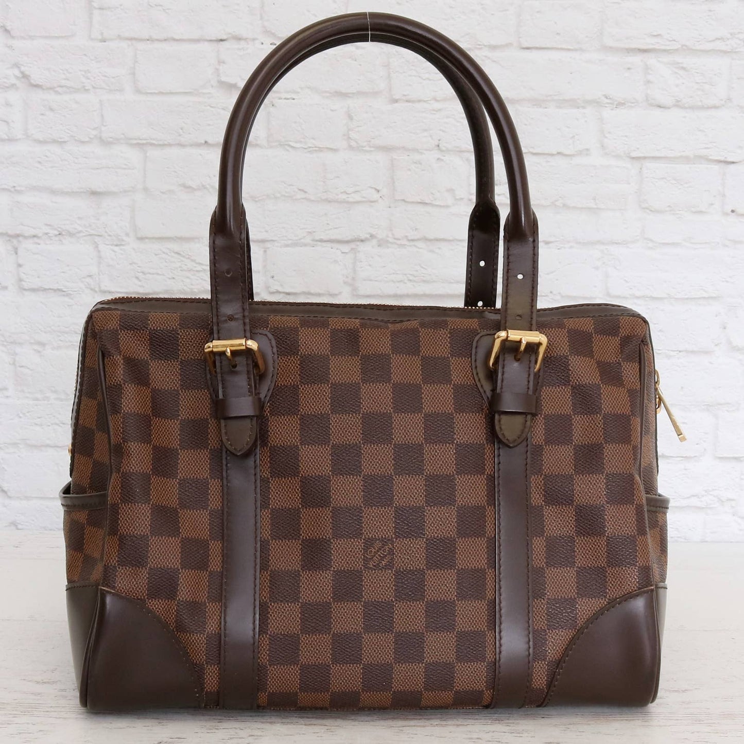 Louis Vuitton Berkeley Damier Ebene Tote Shoulder Women Brown Purse LV