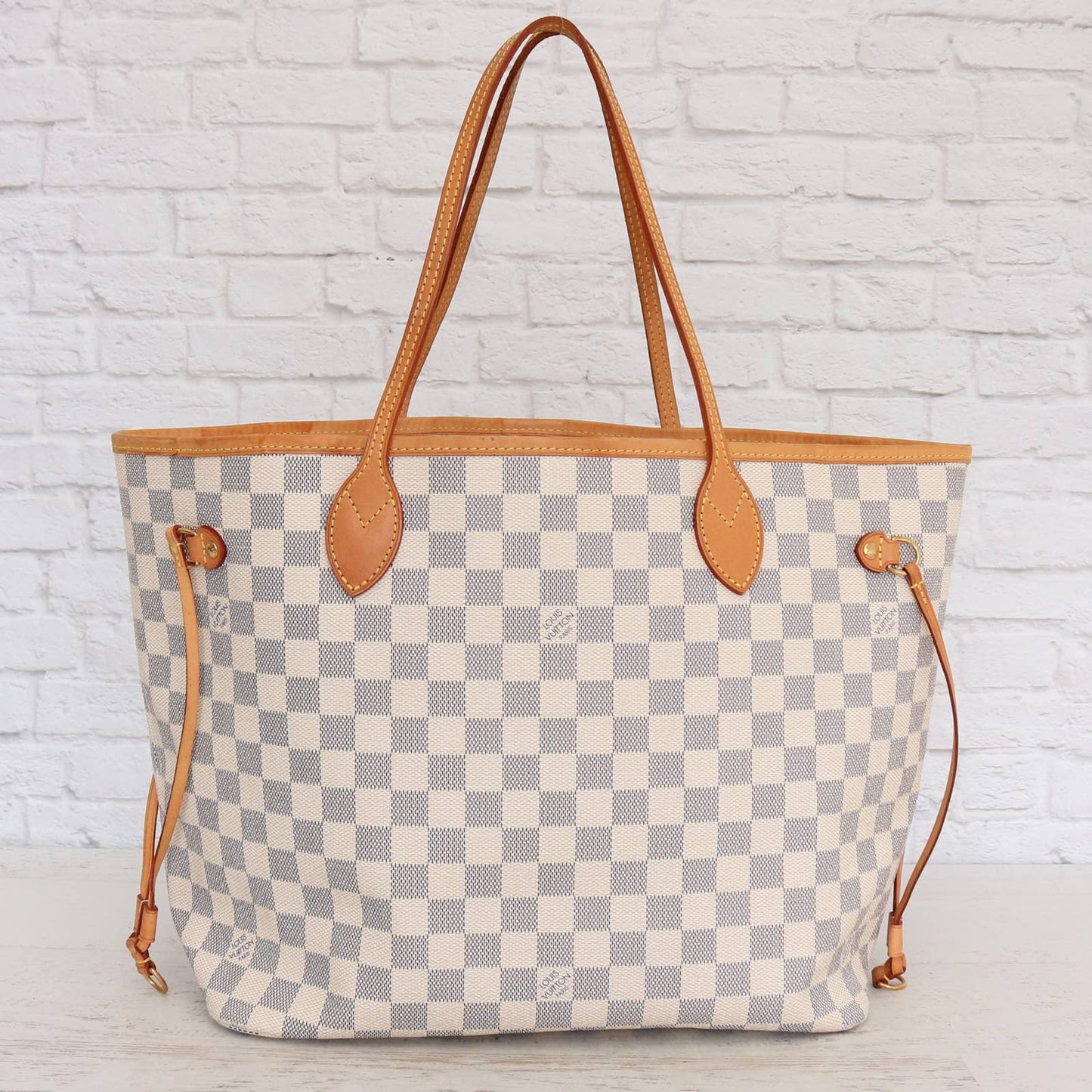 Louis Vuitton Neverfull MM with Pouch Damier Azur Tote LV Shoulder Bag