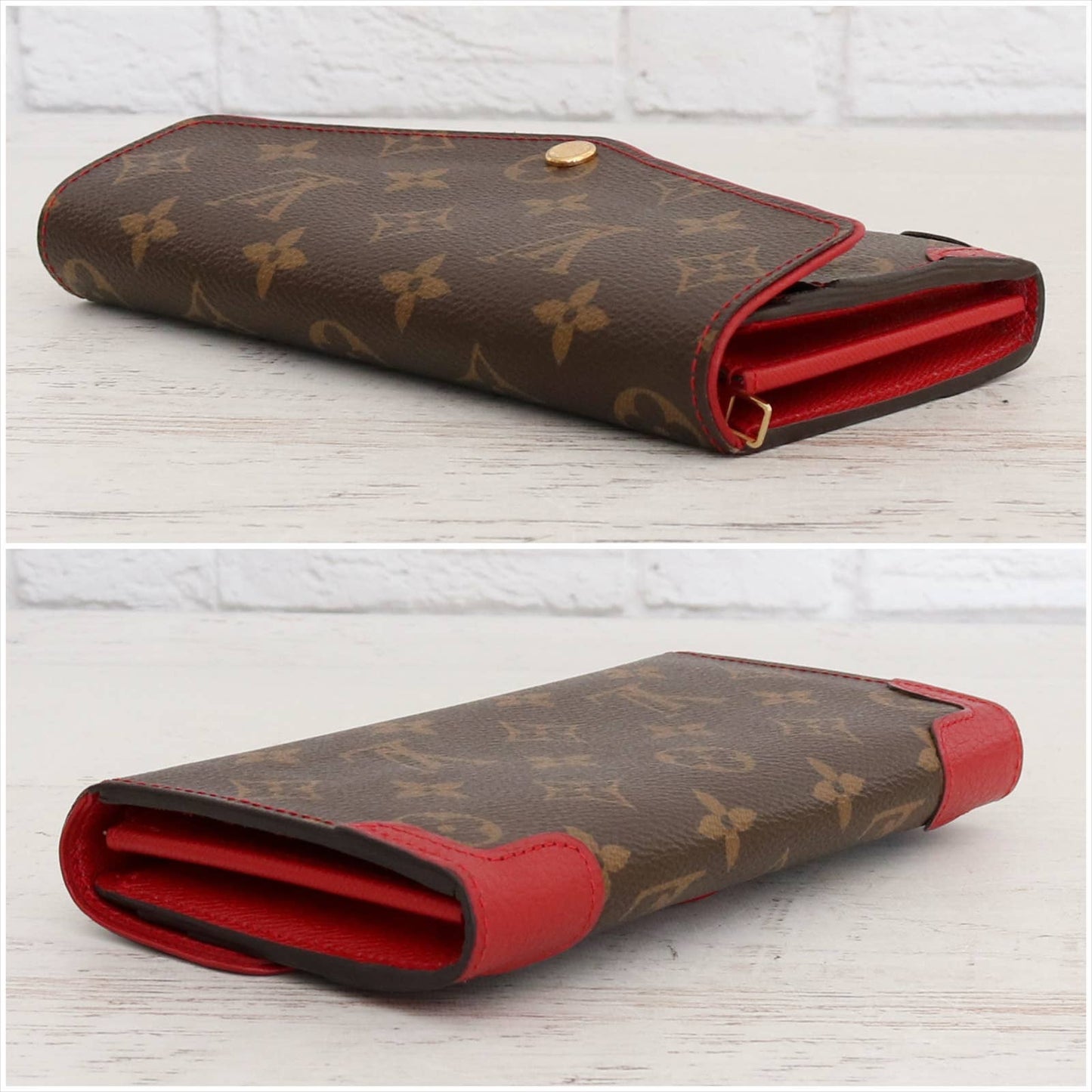 Louis Vuitton Sarah Retiro Wallet Monogram Red Trim with Dust Bag & Box