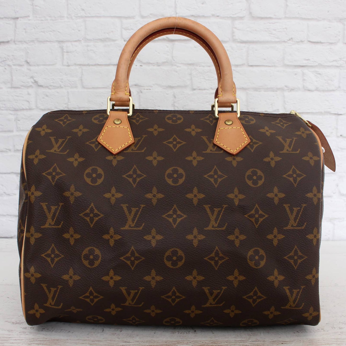 Louis Vuitton Speedy 30 Monogram Satchel Handbag Medium Purse Lock Key