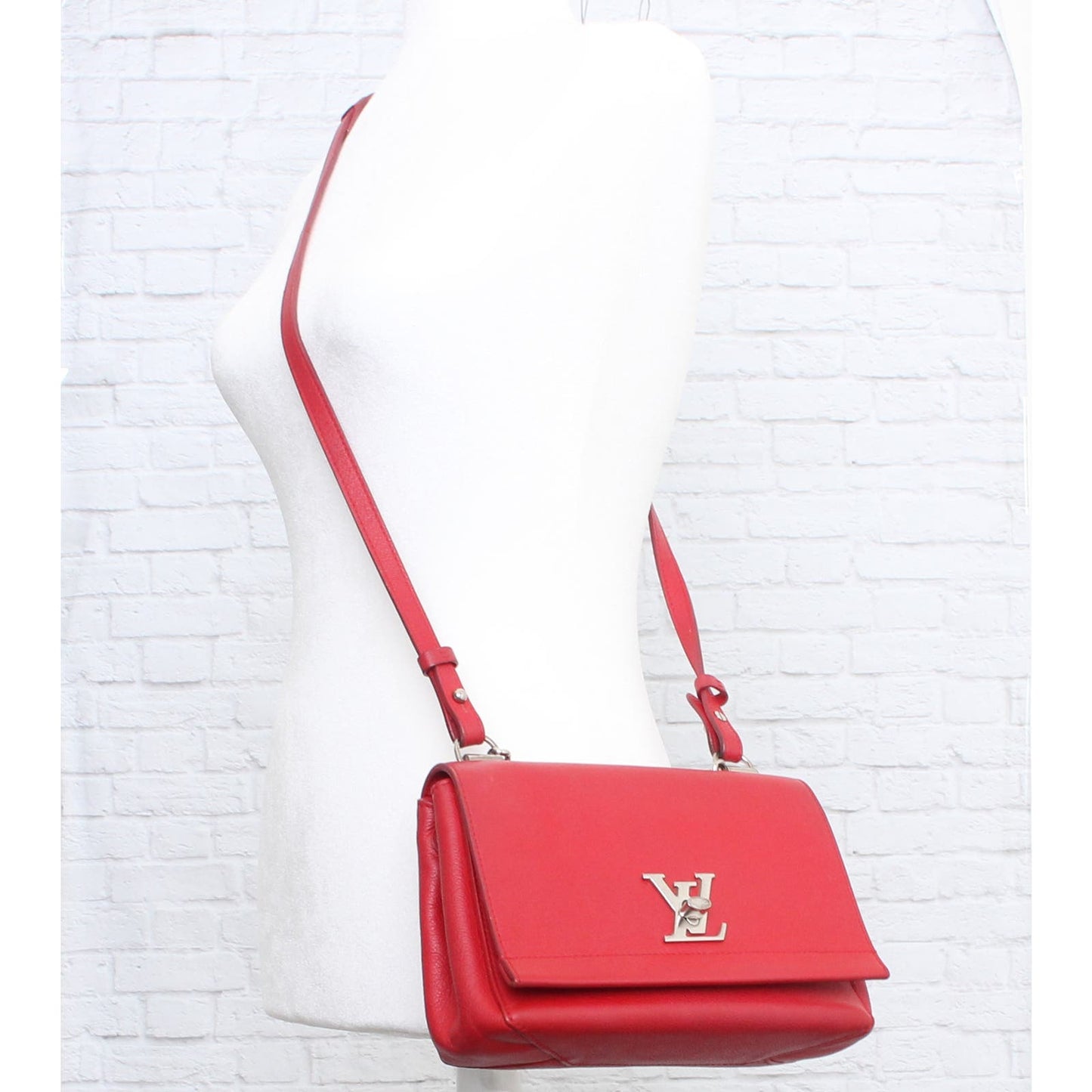 Louis Vuitton Lockme II BB Red Calfskin Leather Crossbody Chain Purse