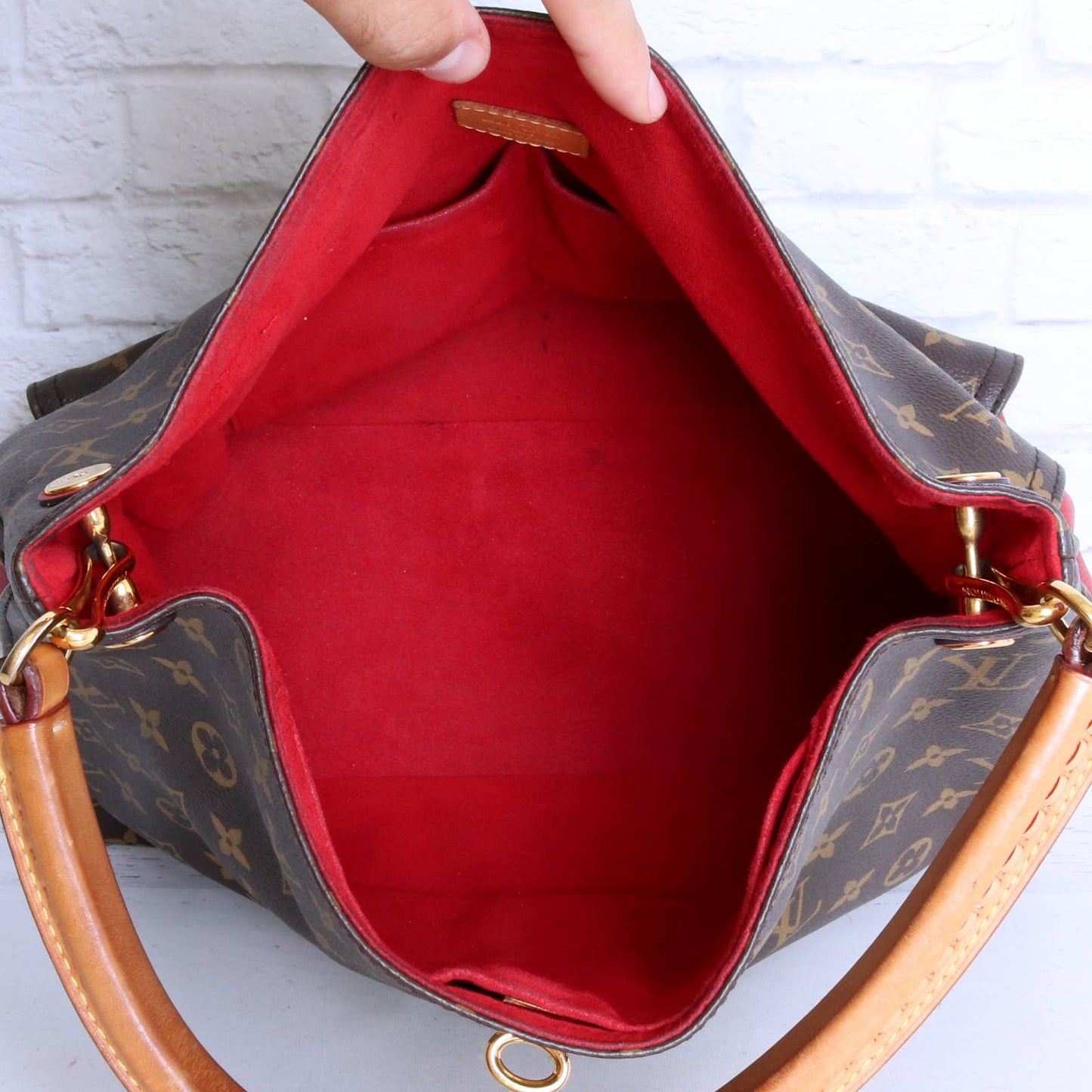 Louis Vuitton Gaia Hobo Red Monogram Shoulder Bag