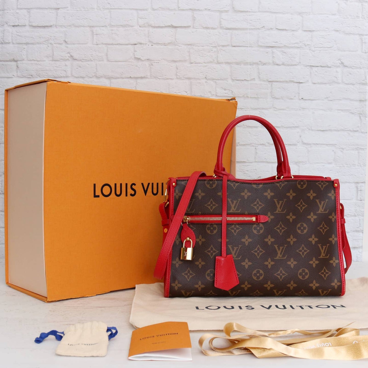 Louis Vuitton Popincourt PM Monogram Red Crossbody Shoulder Bag with Dust Bag & Box