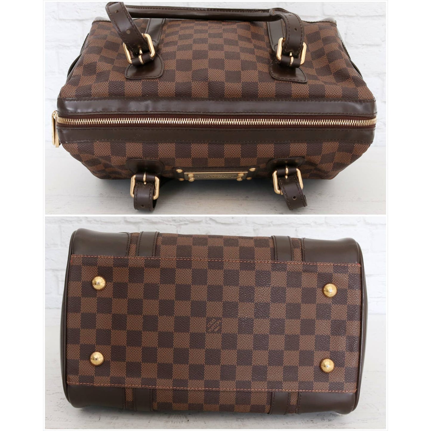 Louis Vuitton Berkeley Damier Ebene Tote Shoulder Women Brown Purse LV