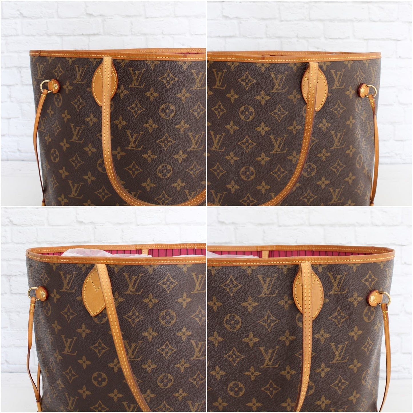 Louis Vuitton Neverfull MM with Pouch Pink Monogram Tote