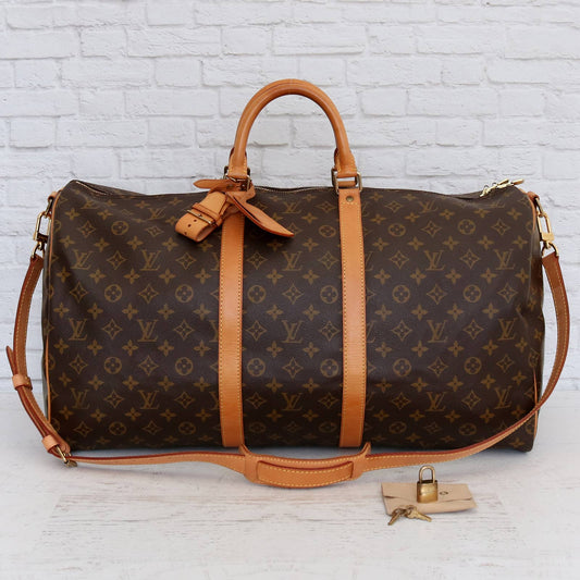 Louis Vuitton Keepall Bandouliere 55 Monogram Duffle Luggage Bag