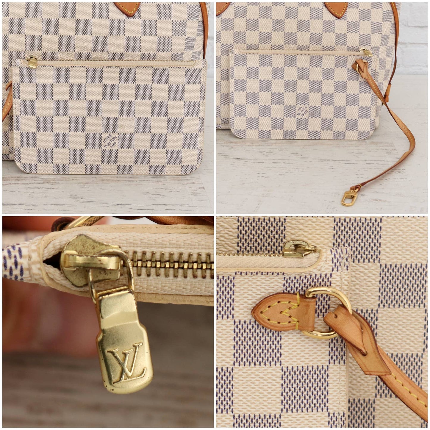 Louis Vuitton Neverfull PM with Pouch Damier Azur Small Tote