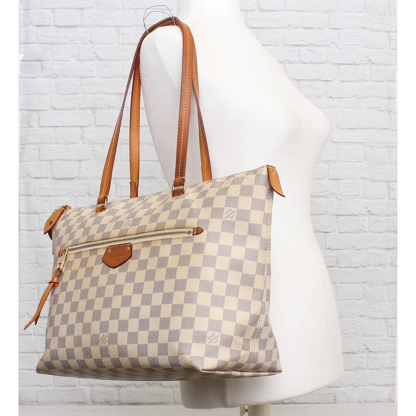 Louis Vuitton Iena MM Zip Damier Azur Tote Shoulder Bag