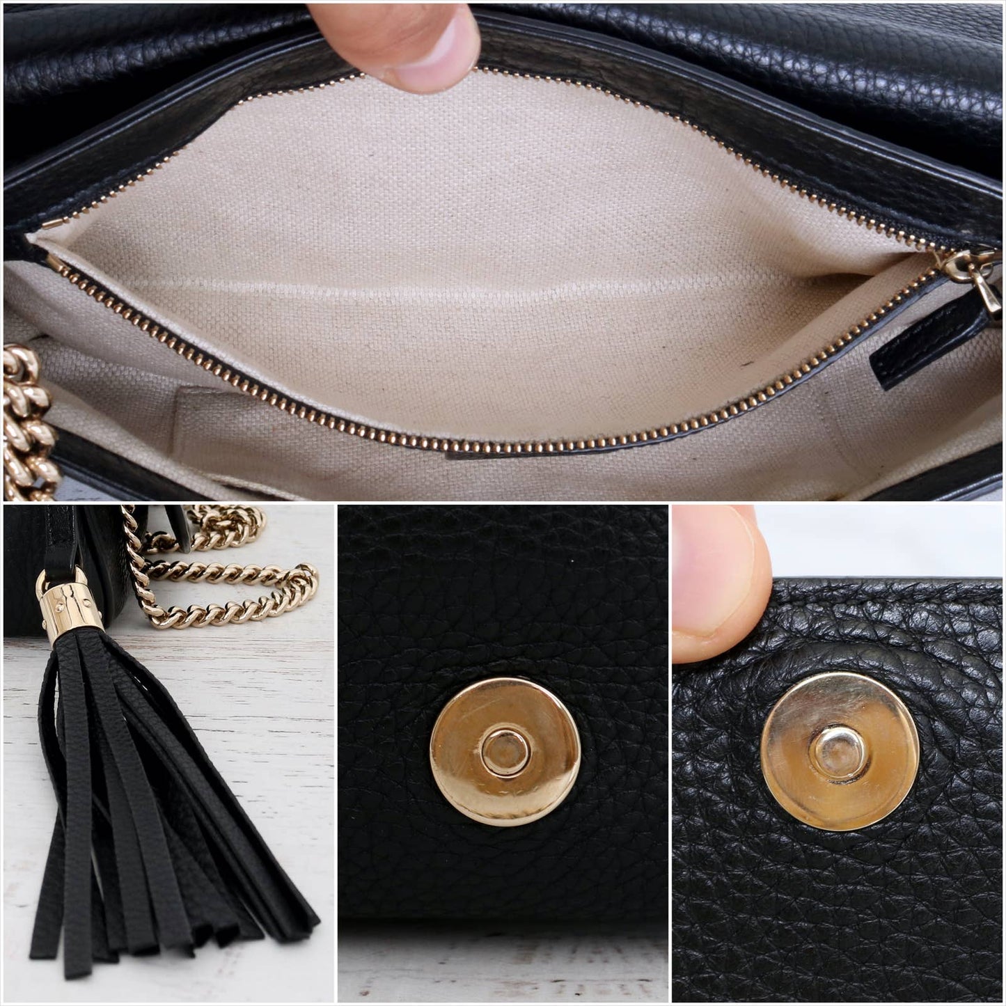 Gucci Soho Chain Black Pebbled Leather Crossbody