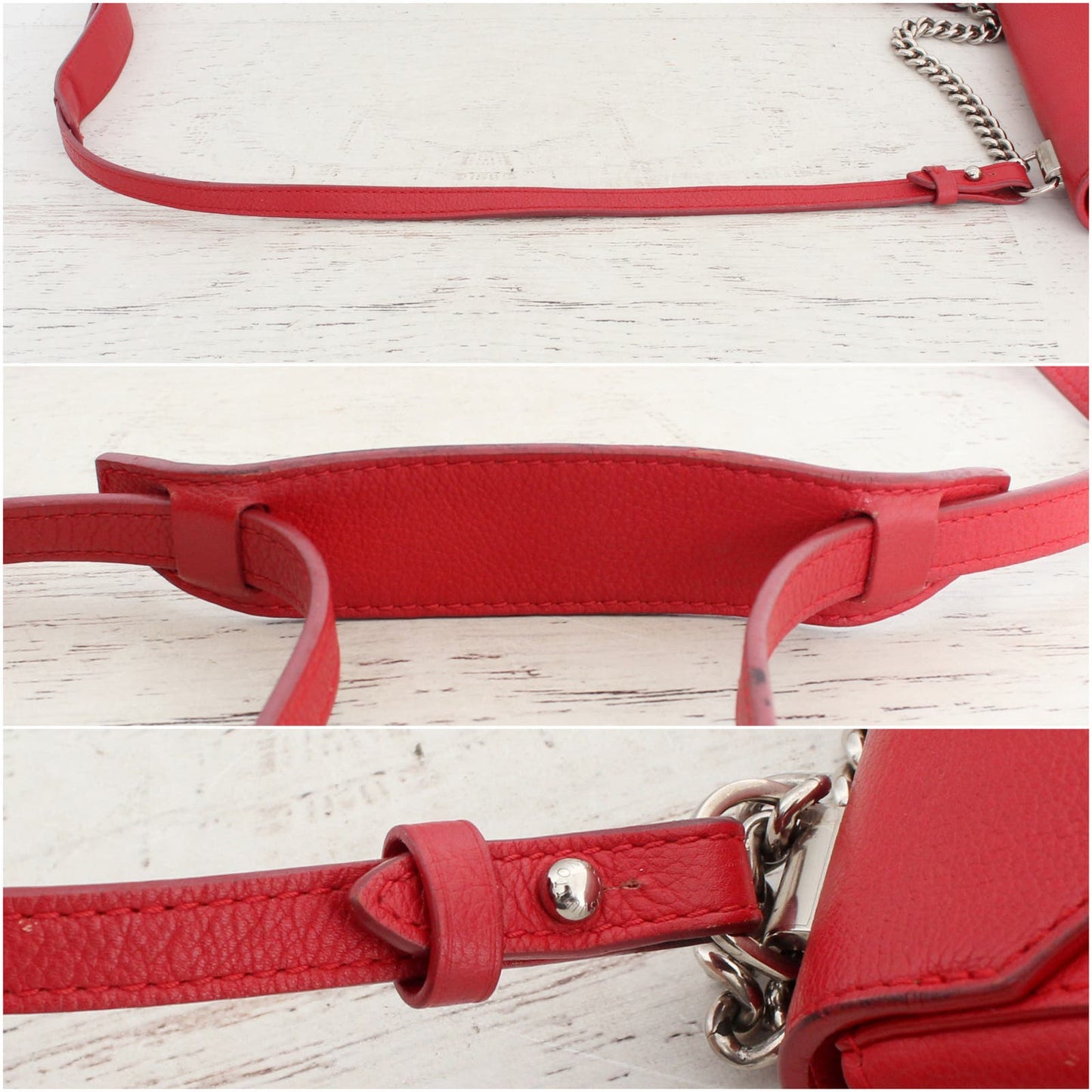 Louis Vuitton Lockme II BB Red Calfskin Leather Crossbody Chain Purse