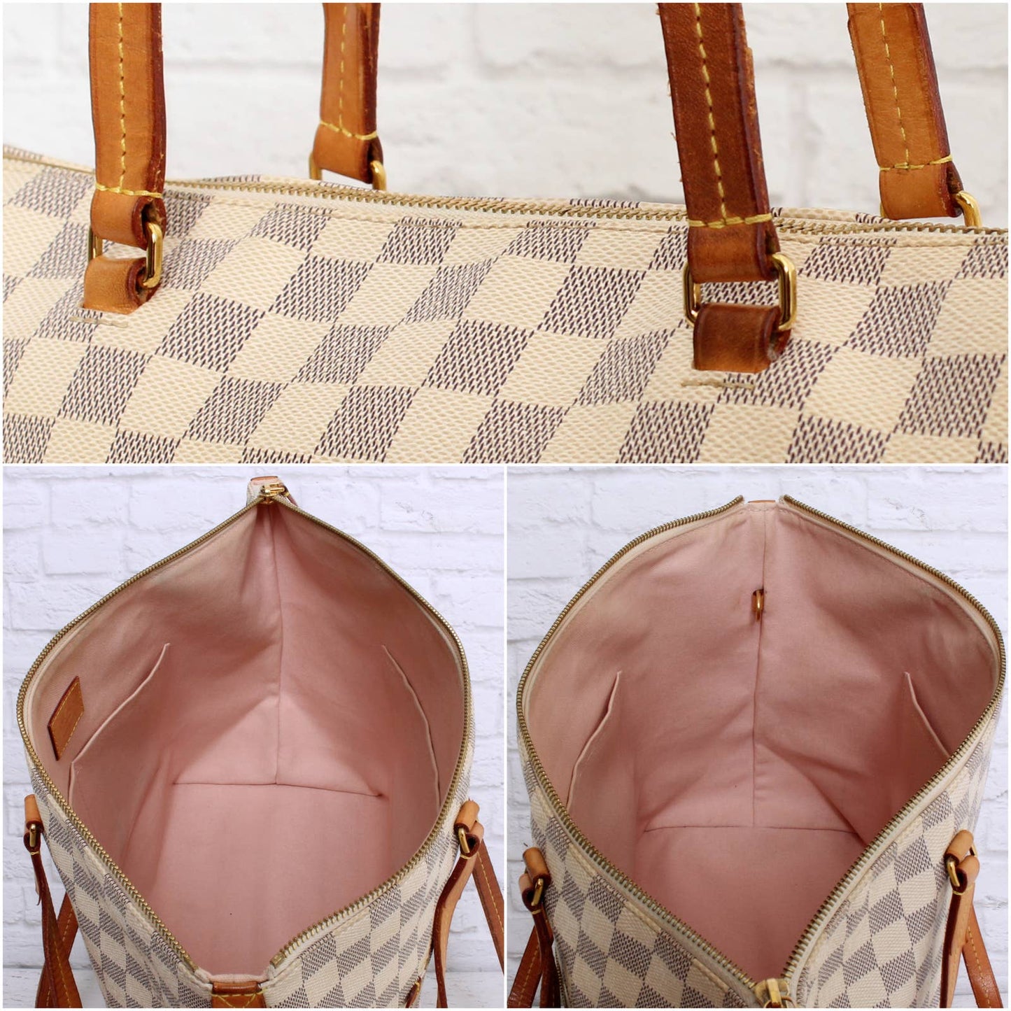 Louis Vuitton Iena MM Zip Damier Azur Tote Shoulder Bag