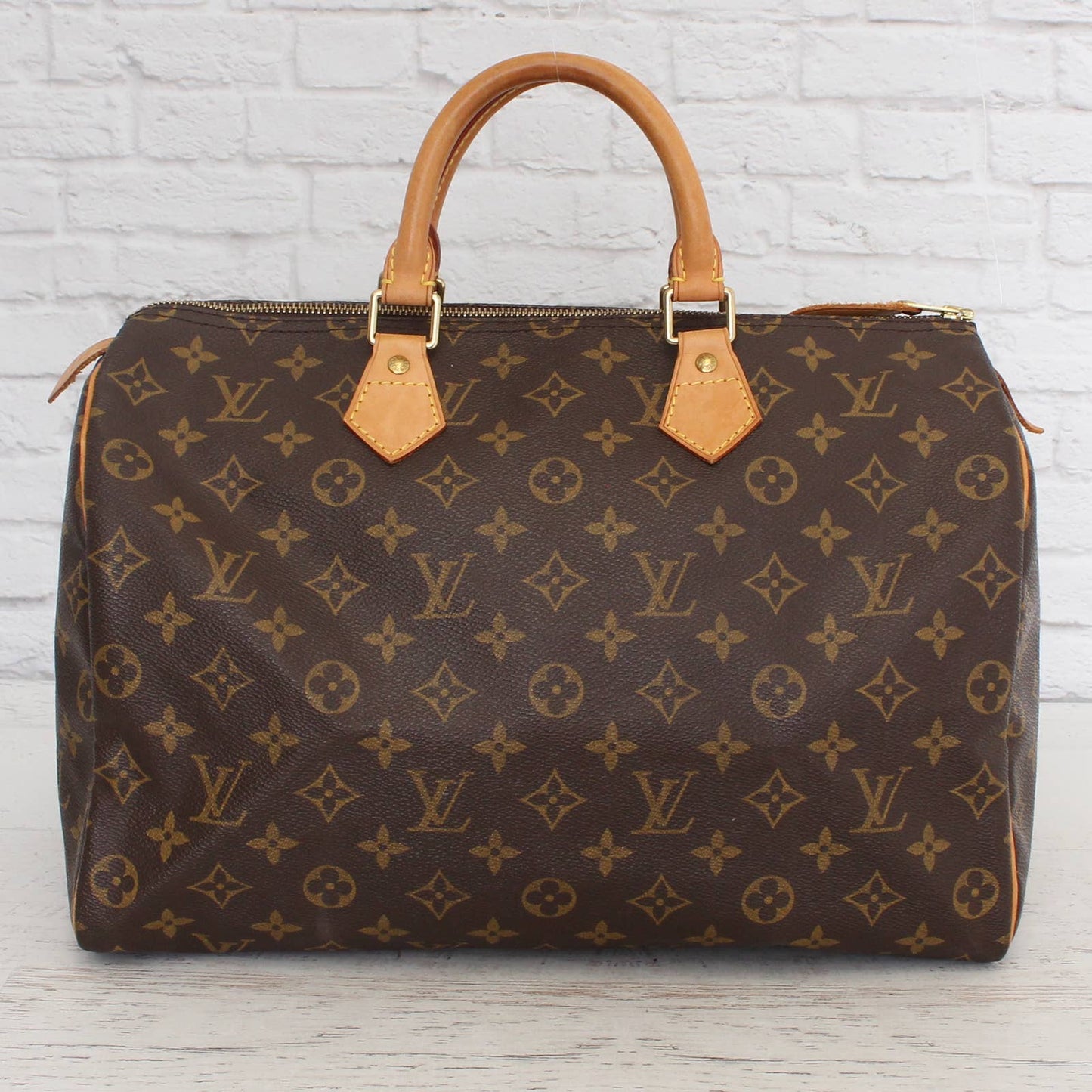 Louis Vuitton Speedy 35 Monogram Satchel Purse Brown Bag Handbag Large