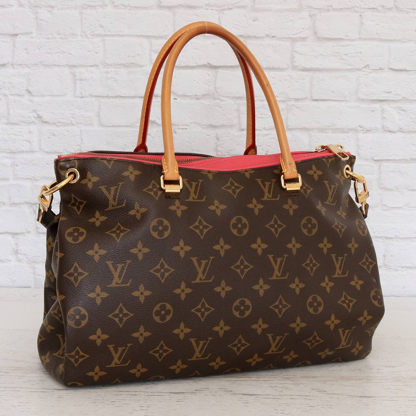 Louis Vuitton Pallas MM Monogram Shoulder Bag Tote Pink