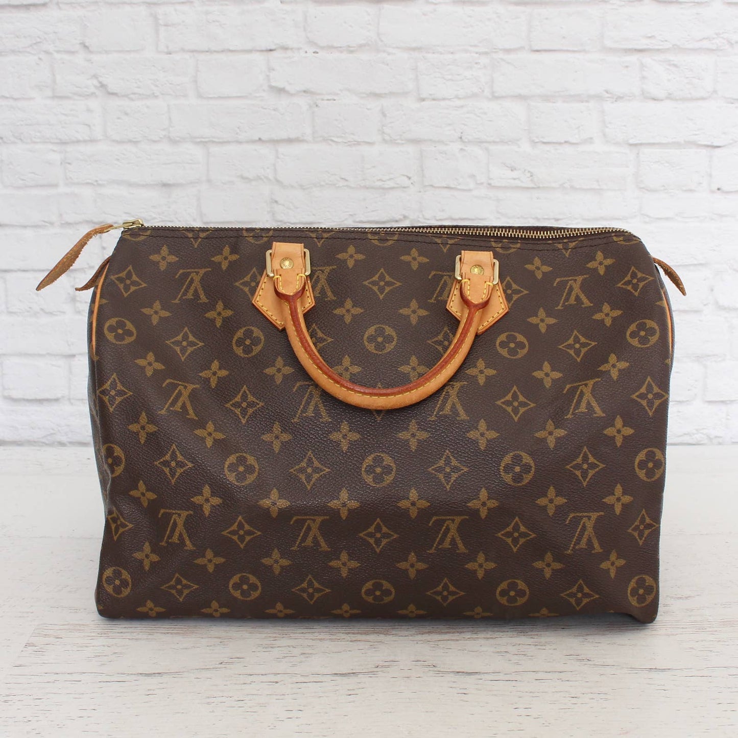 Louis Vuitton Speedy 35 Monogram Satchel Purse Brown Bag Handbag Large