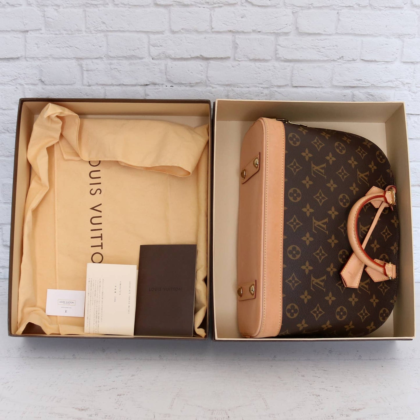 Louis Vuitton Alma PM Monogram Satchel Dust Bag & Box