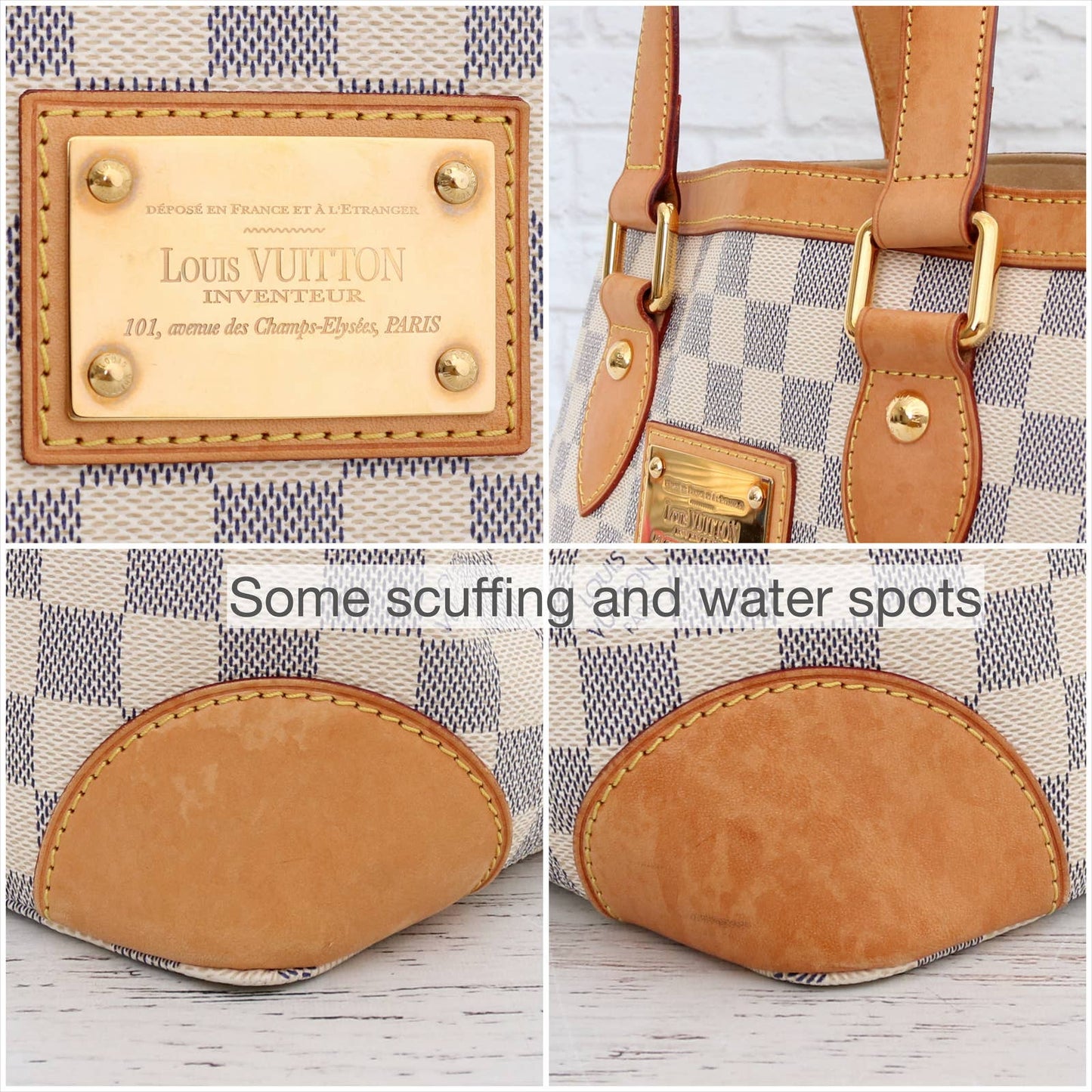Authentic Louis Vuitton Hampstead PM tote Hand Bag Damier Azur N51207 –  Selors