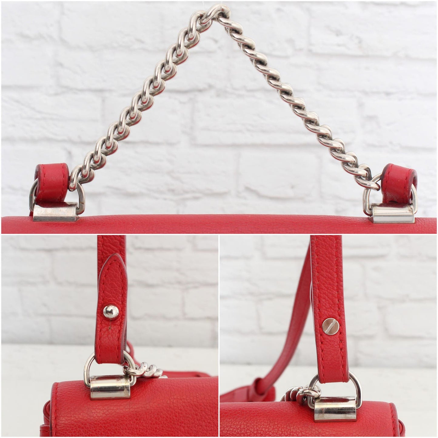 Louis Vuitton Lockme II BB Red Calfskin Leather Crossbody Chain Purse