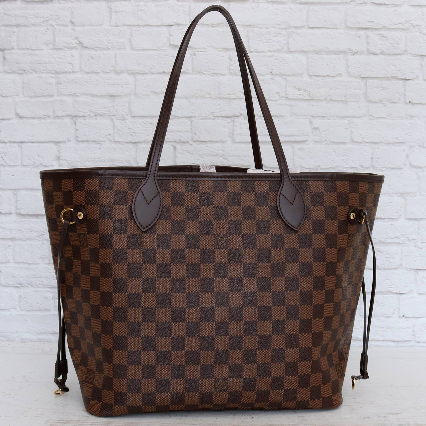 Louis Vuitton Neverfull MM Damier Ebene Rose Ballerine Tote VERY GOOD