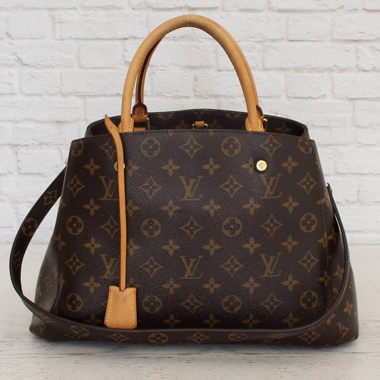 Louis Vuitton Montaigne MM Monogram Shoulder Bag Satchel Purse Strap