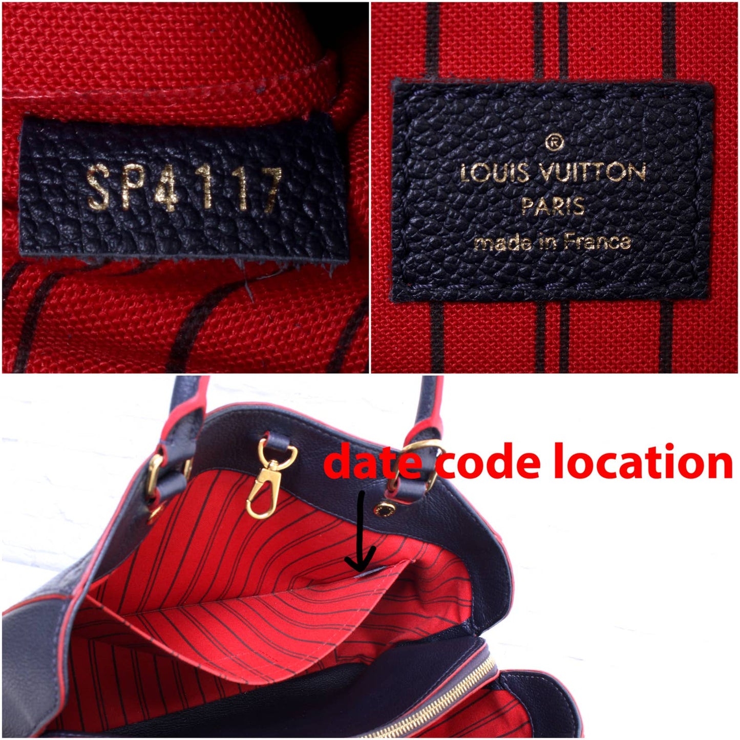 Louis Vuitton Montaigne MM Empreinte Marine Rouge Red Blue Crossbody