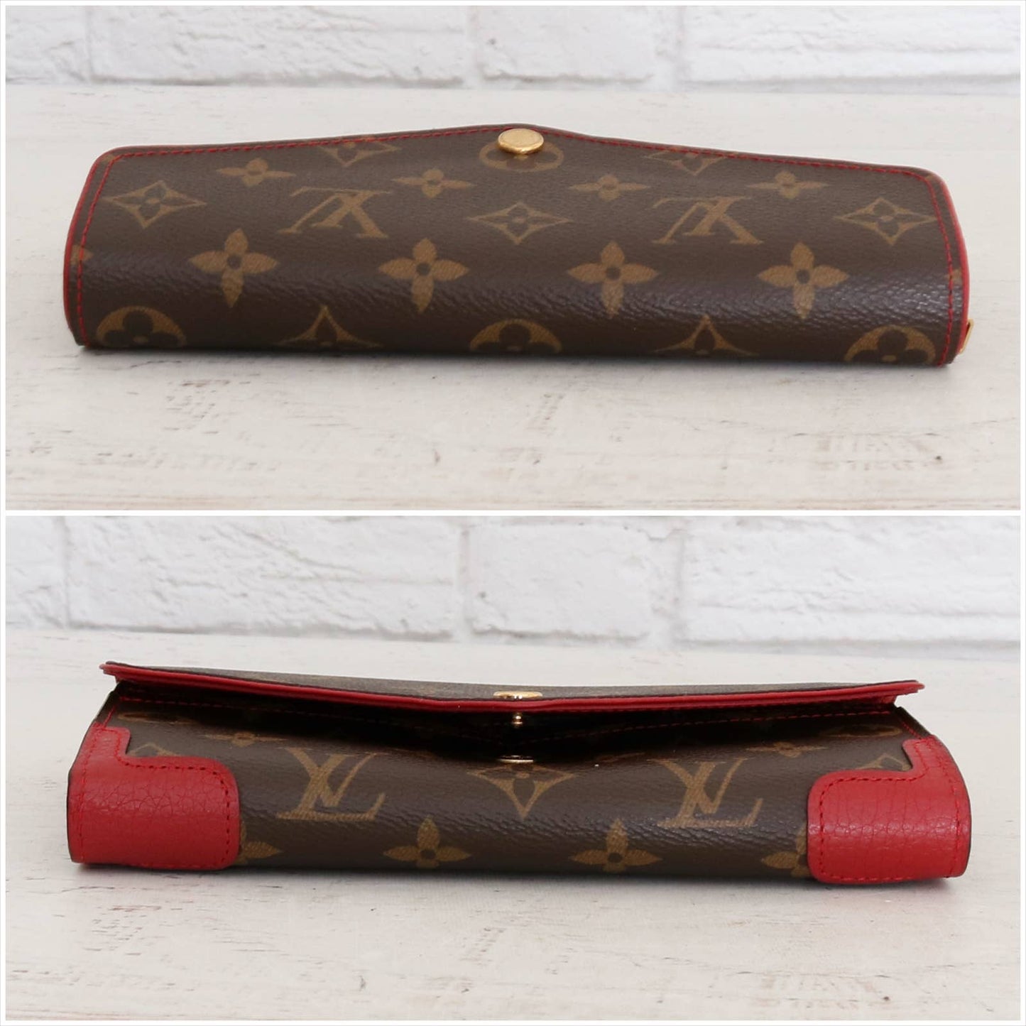 Louis Vuitton Sarah Retiro Wallet Monogram Red Trim with Dust Bag & Box