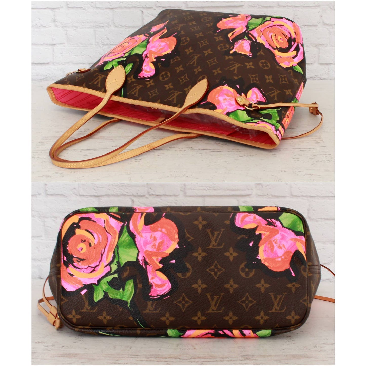 Louis Vuitton Neverfull MM Stephen Sprouse Roses Monogram Pink Tote