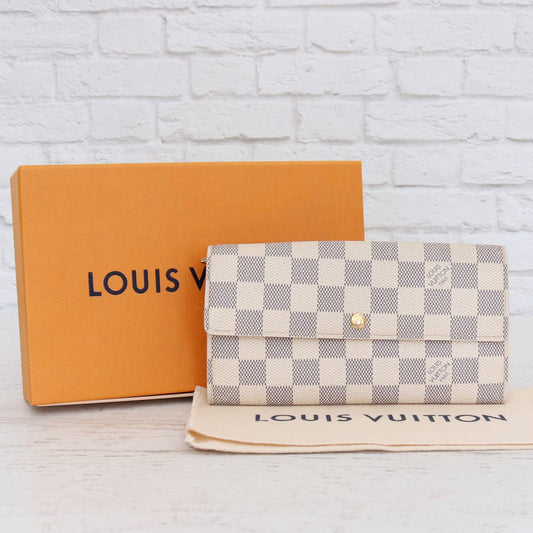 Louis Vuitton Sarah Portefeuille Damier Azur Wallet with Box & Dust Bag