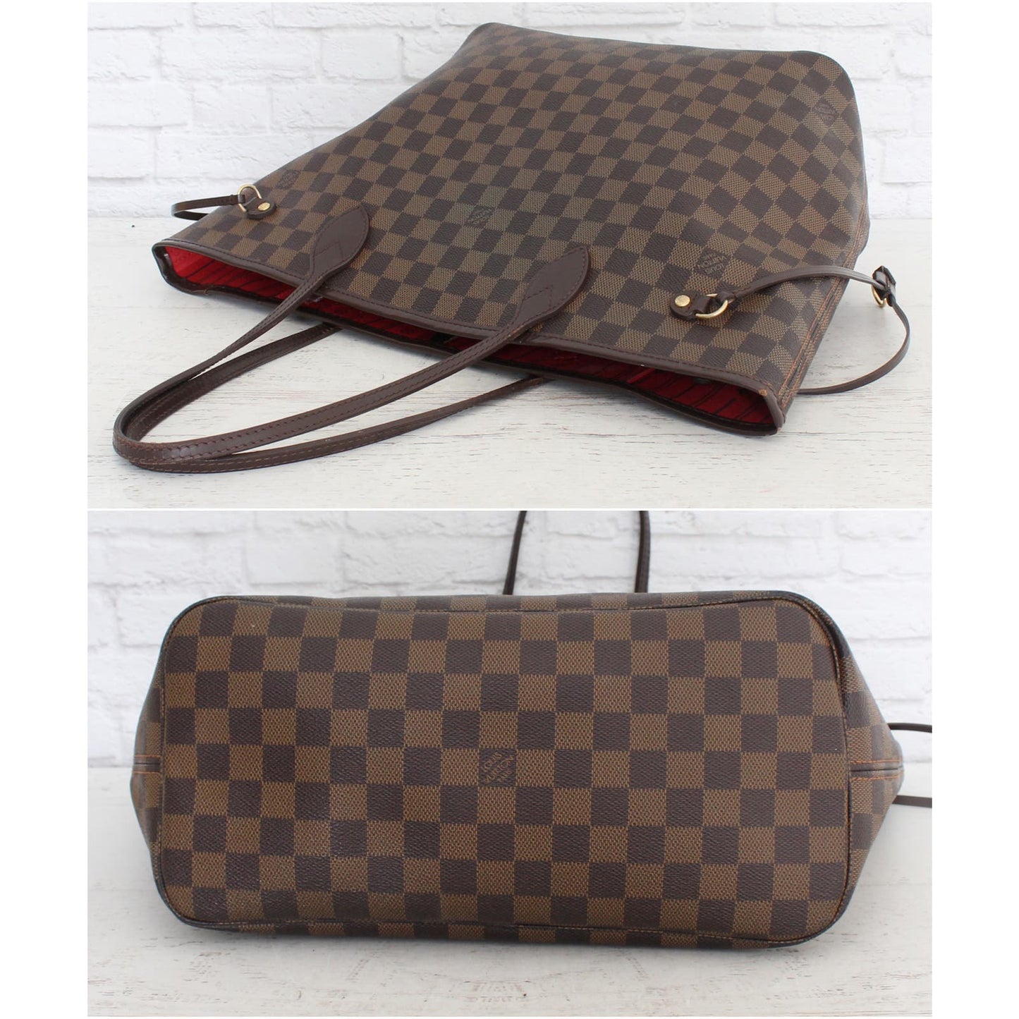 Louis Vuitton Neverfull MM Damier Ebene Cherry Red Tote