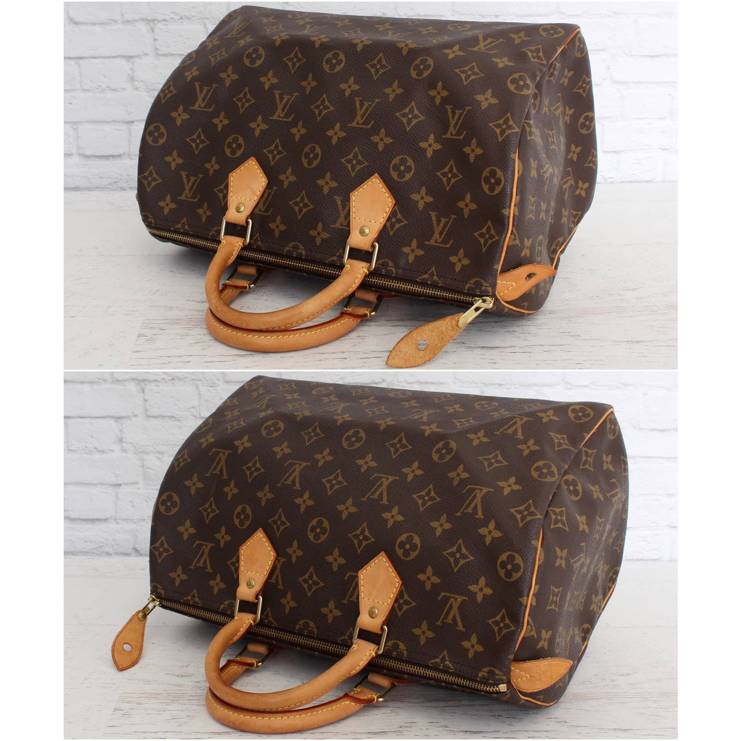 Louis Vuitton Speedy 35 Monogram Satchel Purse Brown Bag Handbag Large