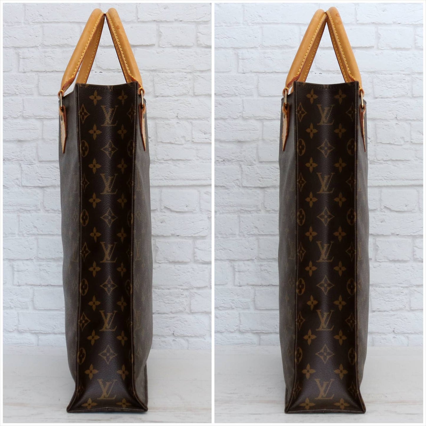 Louis Vuitton Sac Plat Monogram Satchel Shopper Tote