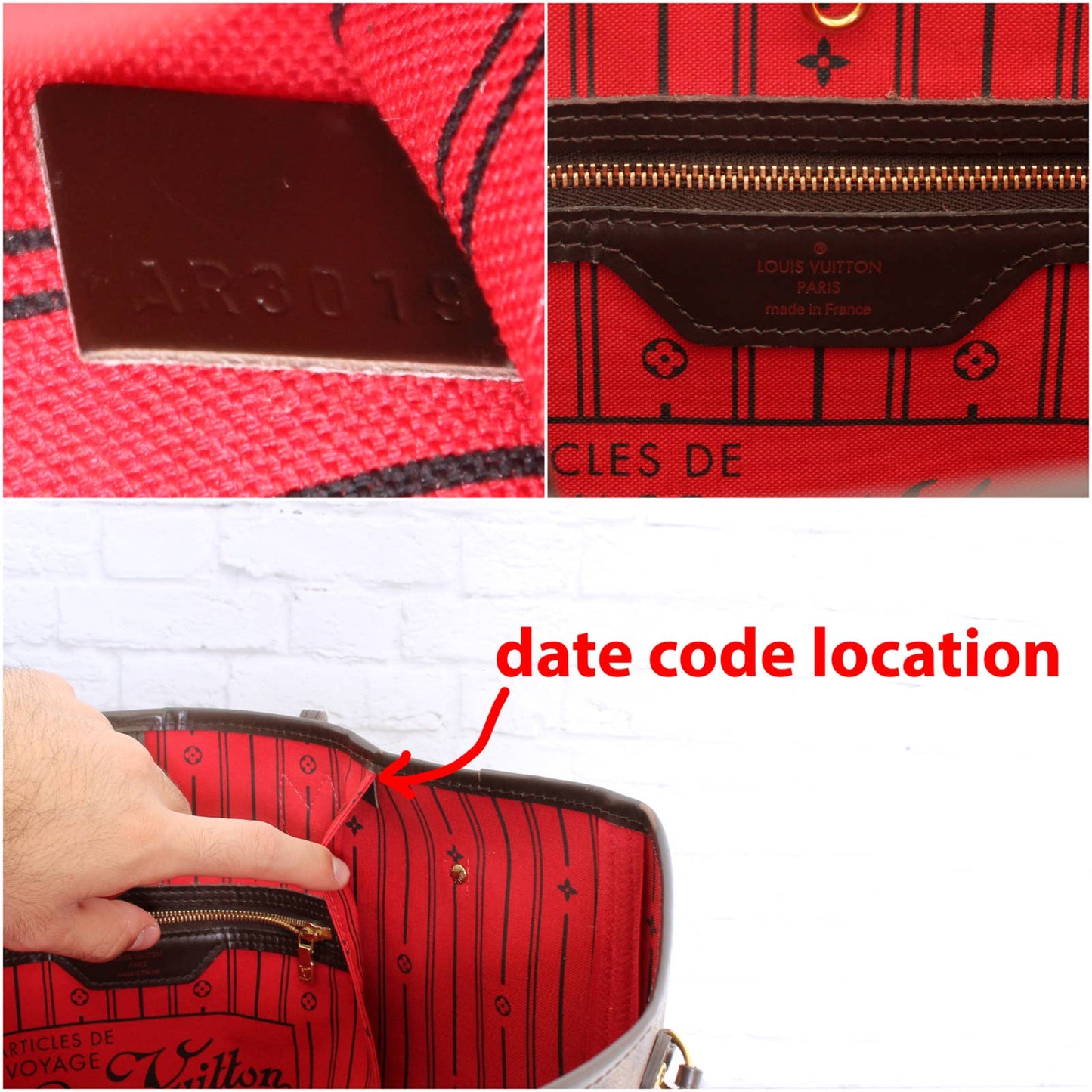 Louis Vuitton Neverfull MM Damier Ebene Cherry Red Tote