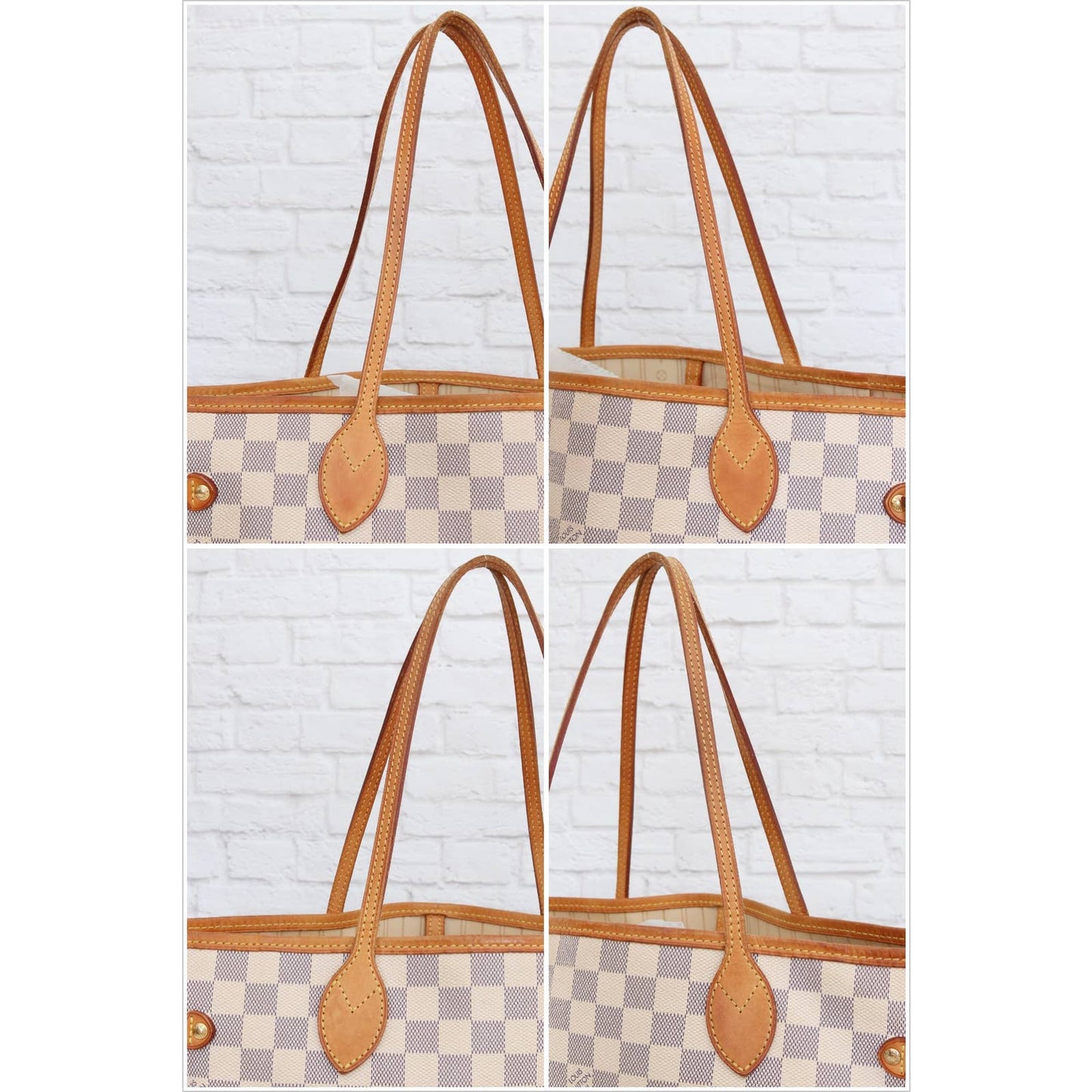 Louis Vuitton Neverfull MM Damier Azur Leather Tote Shoulder Bag Purse